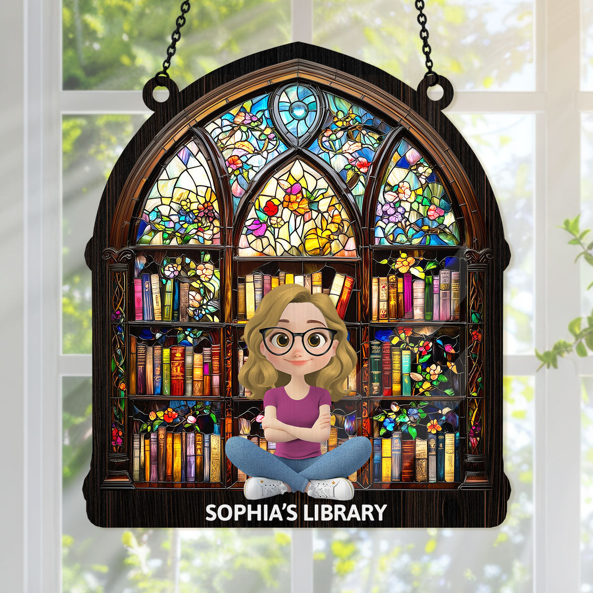 Book Lovers' Haven - Personalized Window Hanging Suncatcher