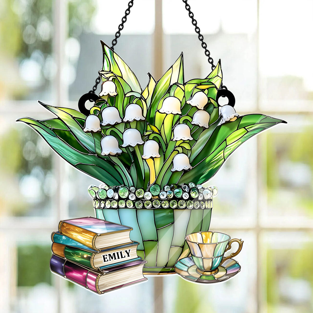 Just A Girl Who Loves Lilies and Books - Personalized Acrylic Suncatcher