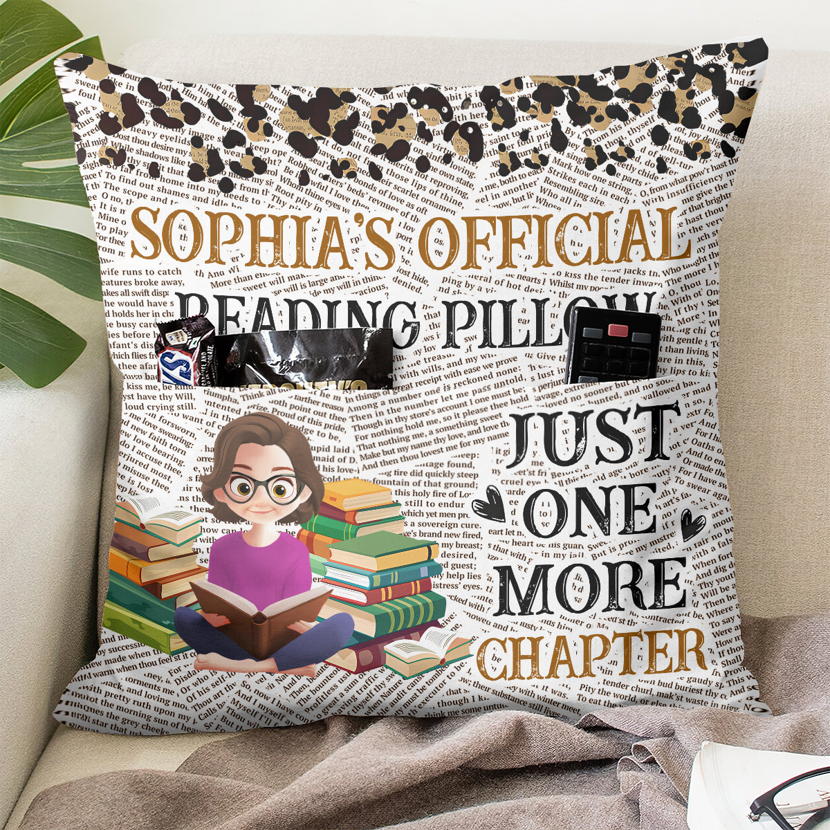 Just One More Chapter - Personalized Pocket Pillow