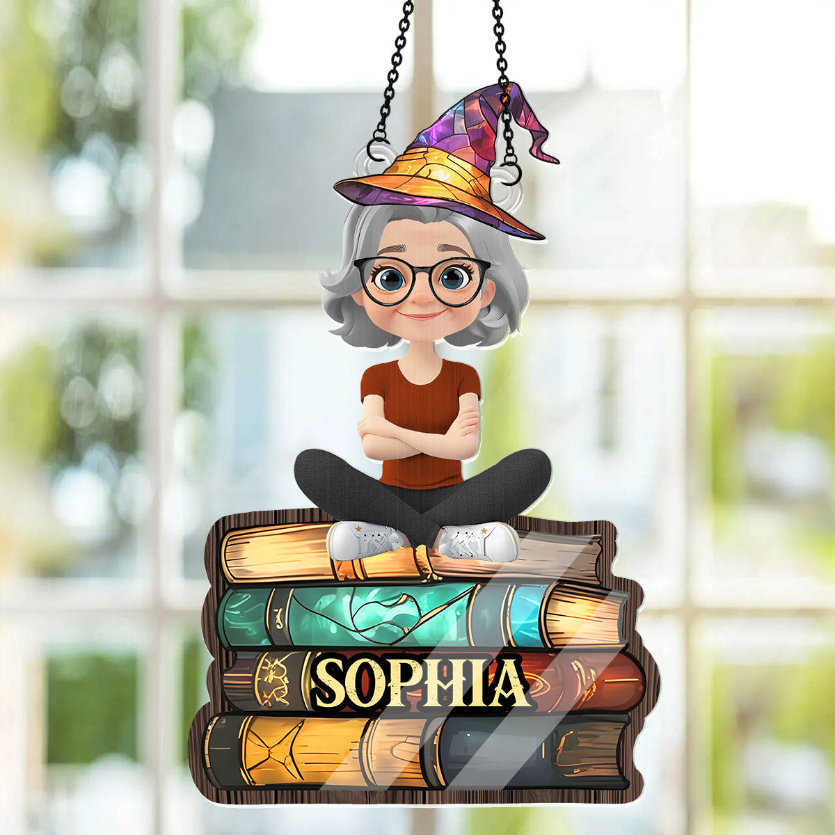 Book Lovers Turned Wizards - Personalized Window Hanging Suncatcher