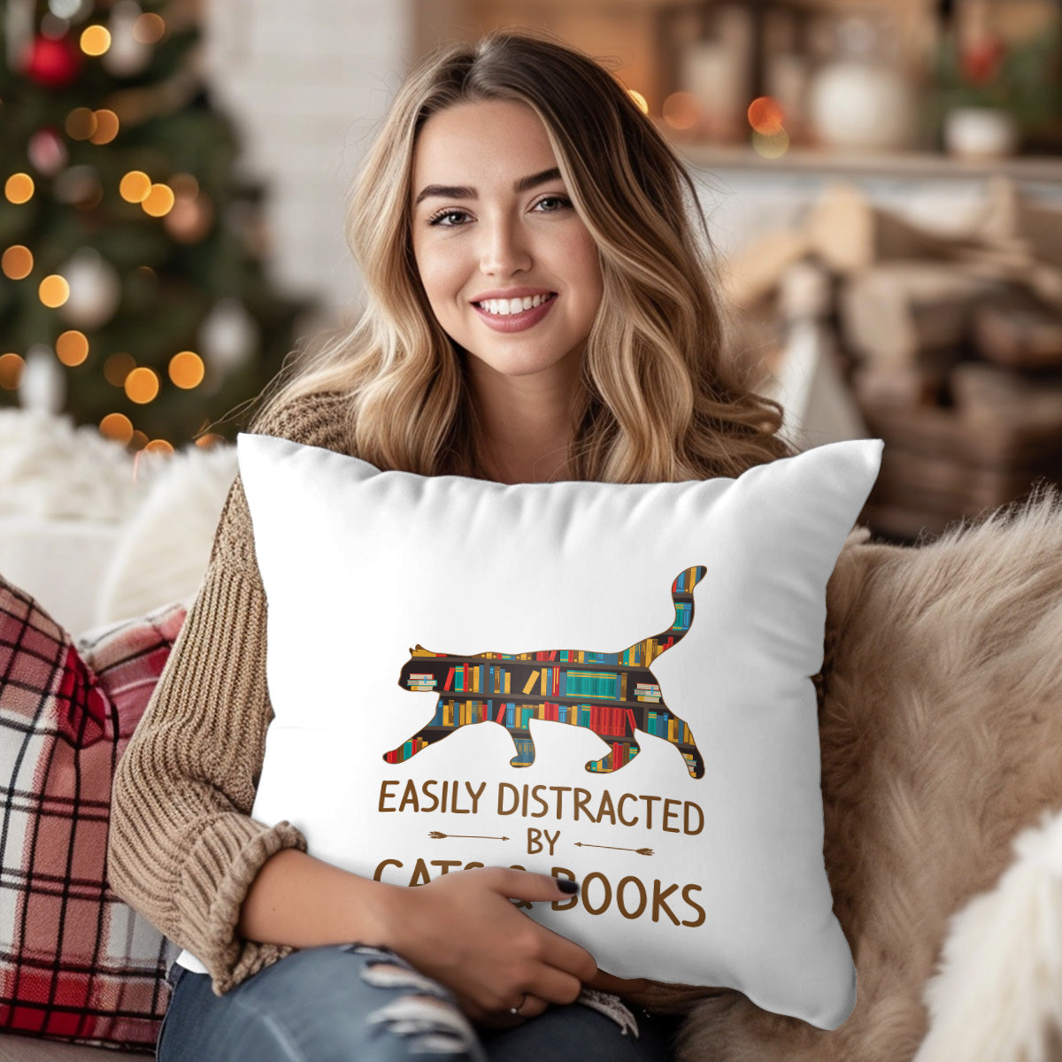 Easily Distracted By Cats And Books Book Lovers Gift PILS39
