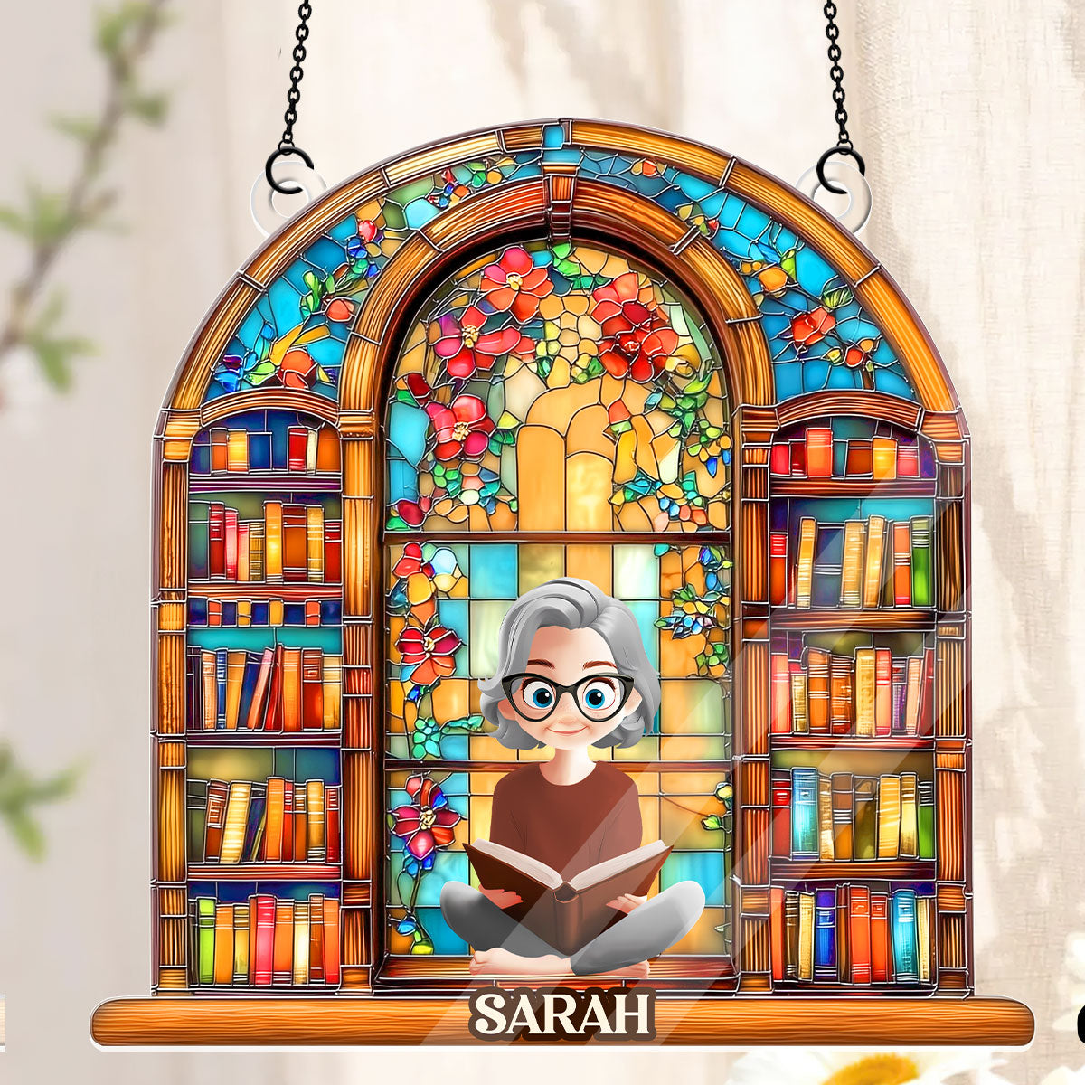 Book Lovers Dream Library - Personalized Acrylic Suncatcher