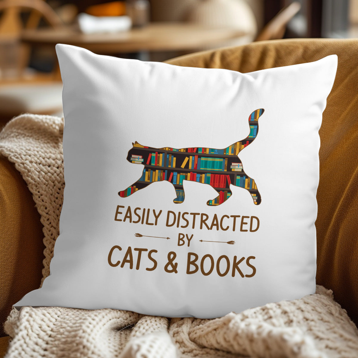 Easily Distracted By Cats And Books Book Lovers Gift PILS39