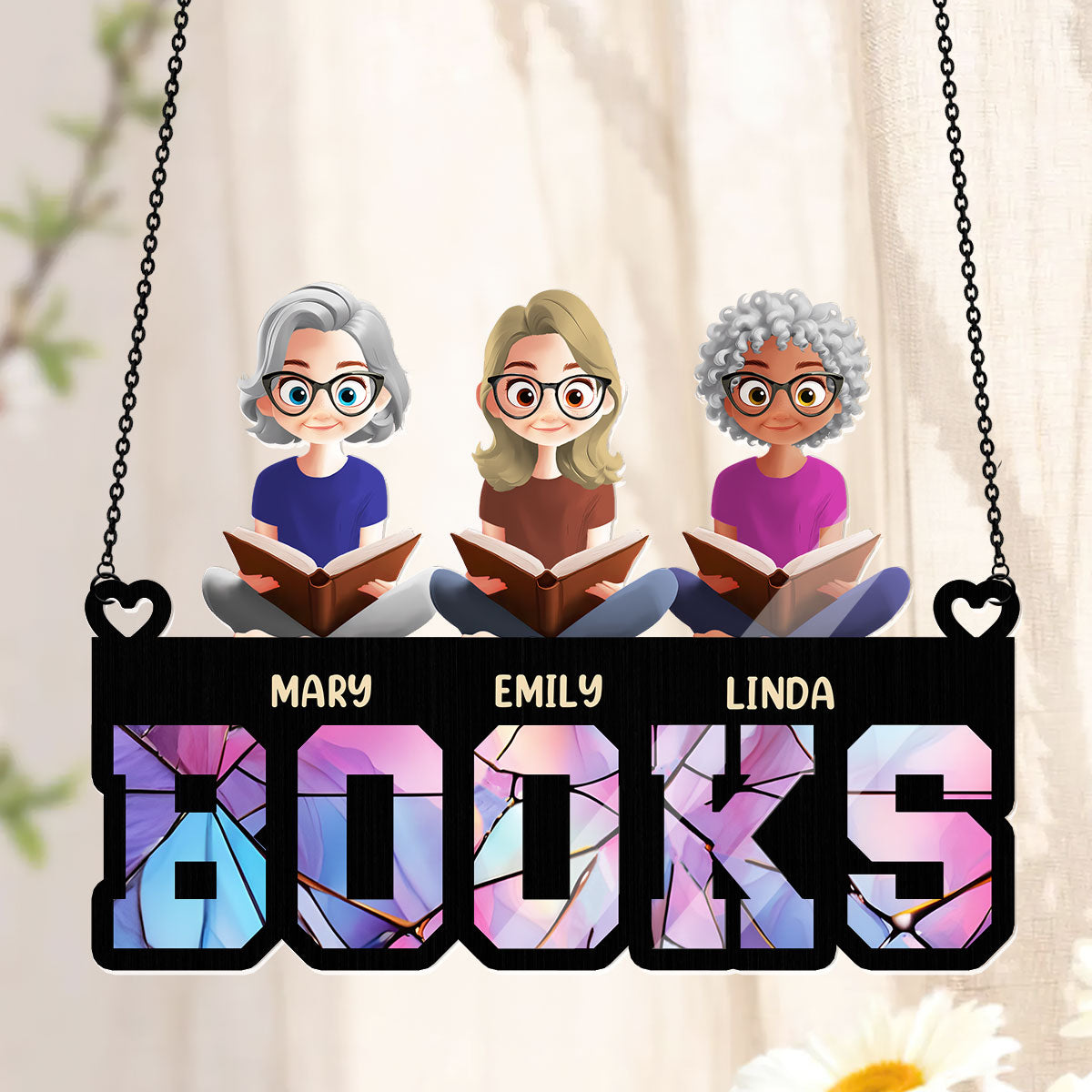 Just Girls Who Love Books - Personalized Window Hanging Suncatcher