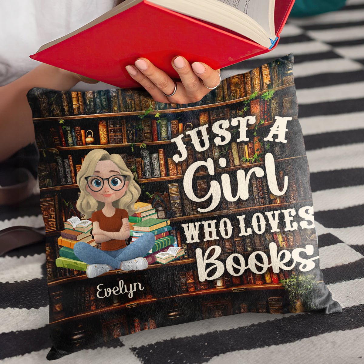 Just A Girl Who Loves Books - Personalized Crystal Velvet Pillow