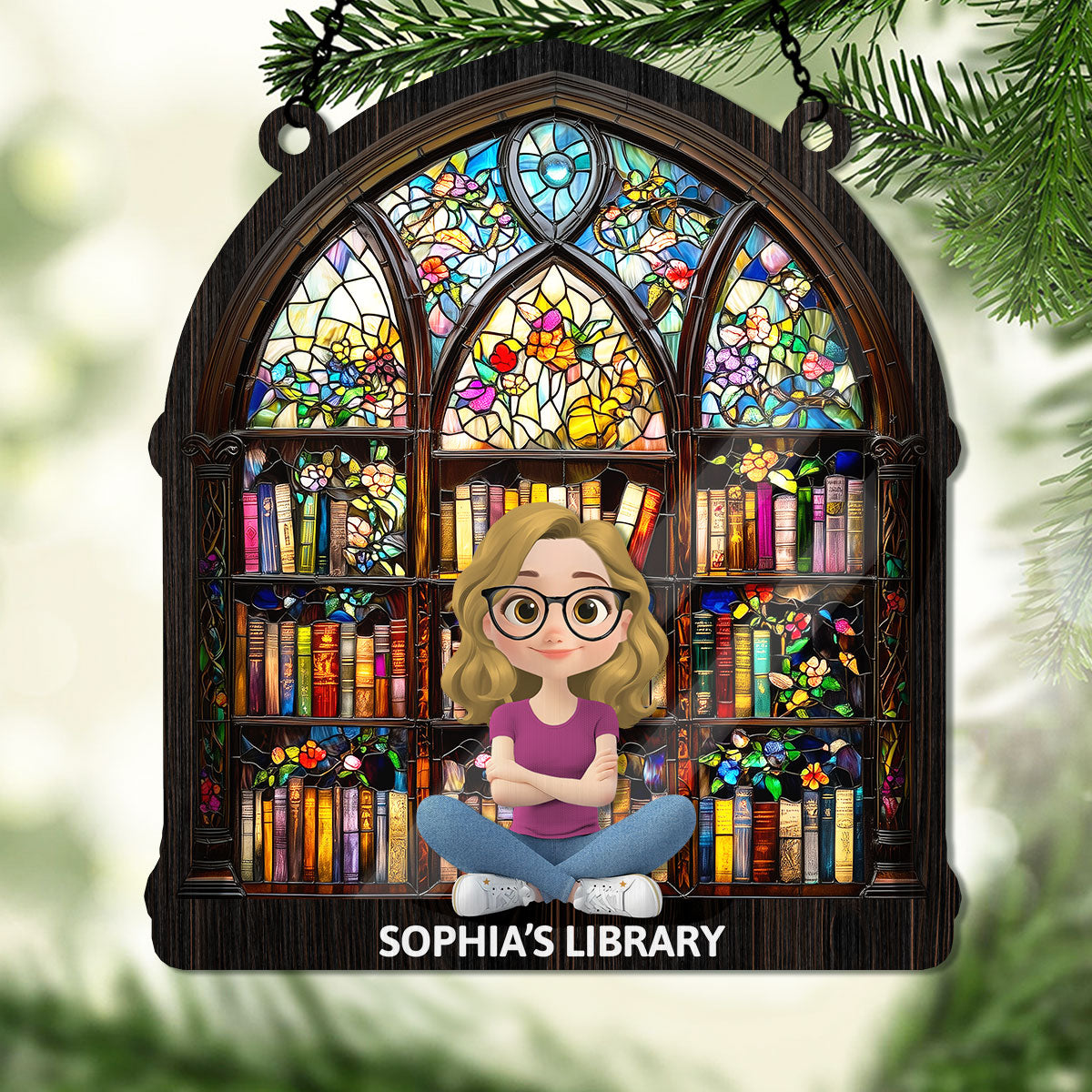 Book Lovers' Haven - Personalized Window Hanging Suncatcher