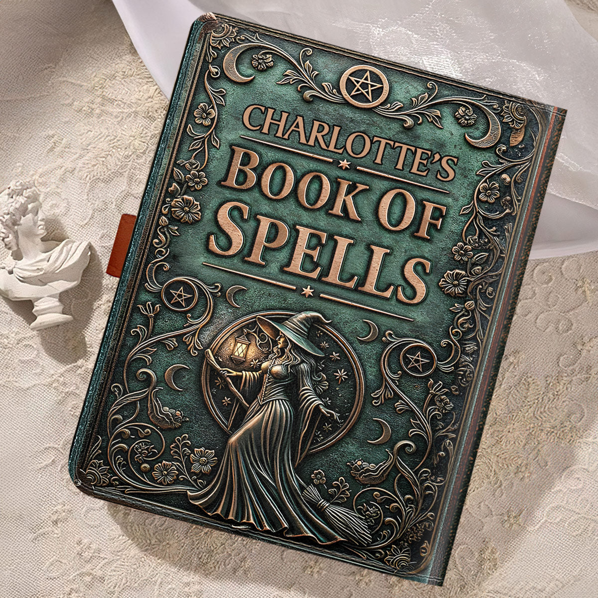 The Spellbook - Personalized Leather Notebook Cover With Pocket