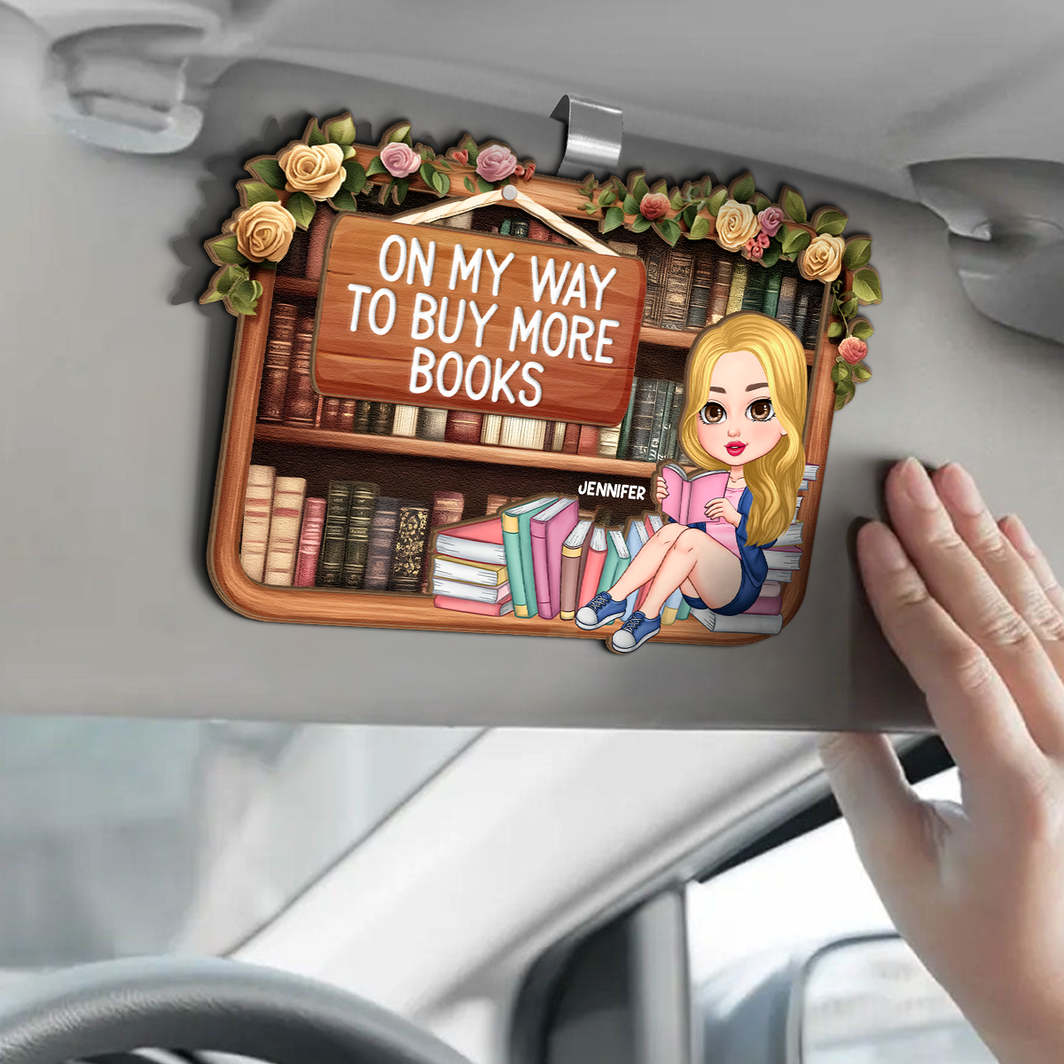 On My Way To Buy More Books - Personalized Car Visor Clip