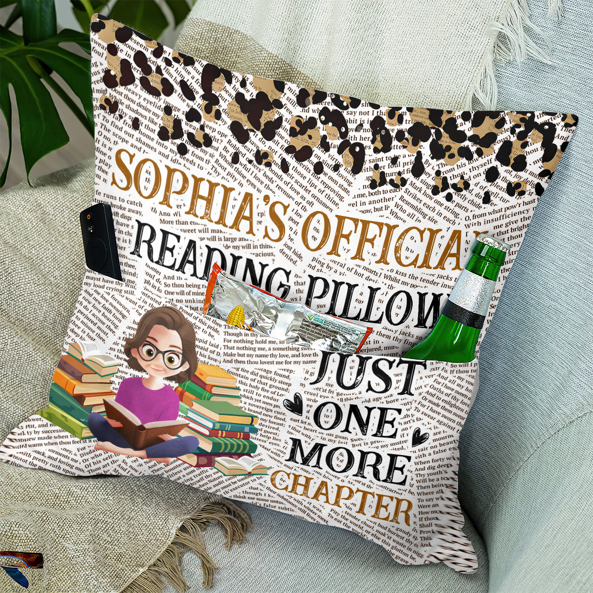 Just One More Chapter - Personalized Pocket Pillow