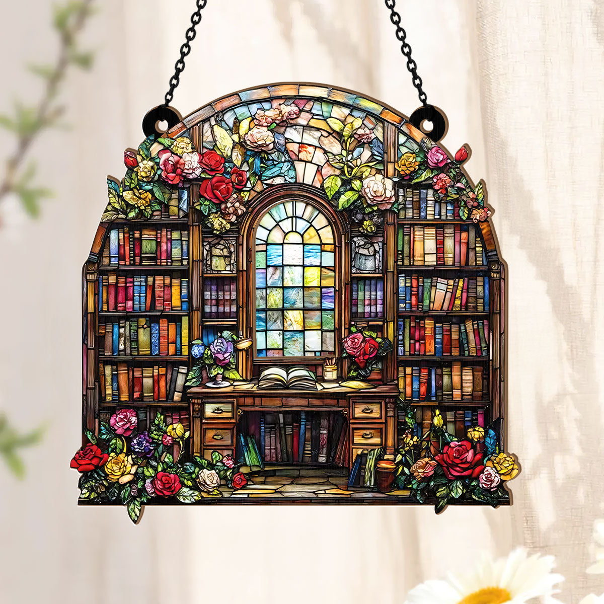Literary Garden Of Rose - Acrylic Suncatcher
