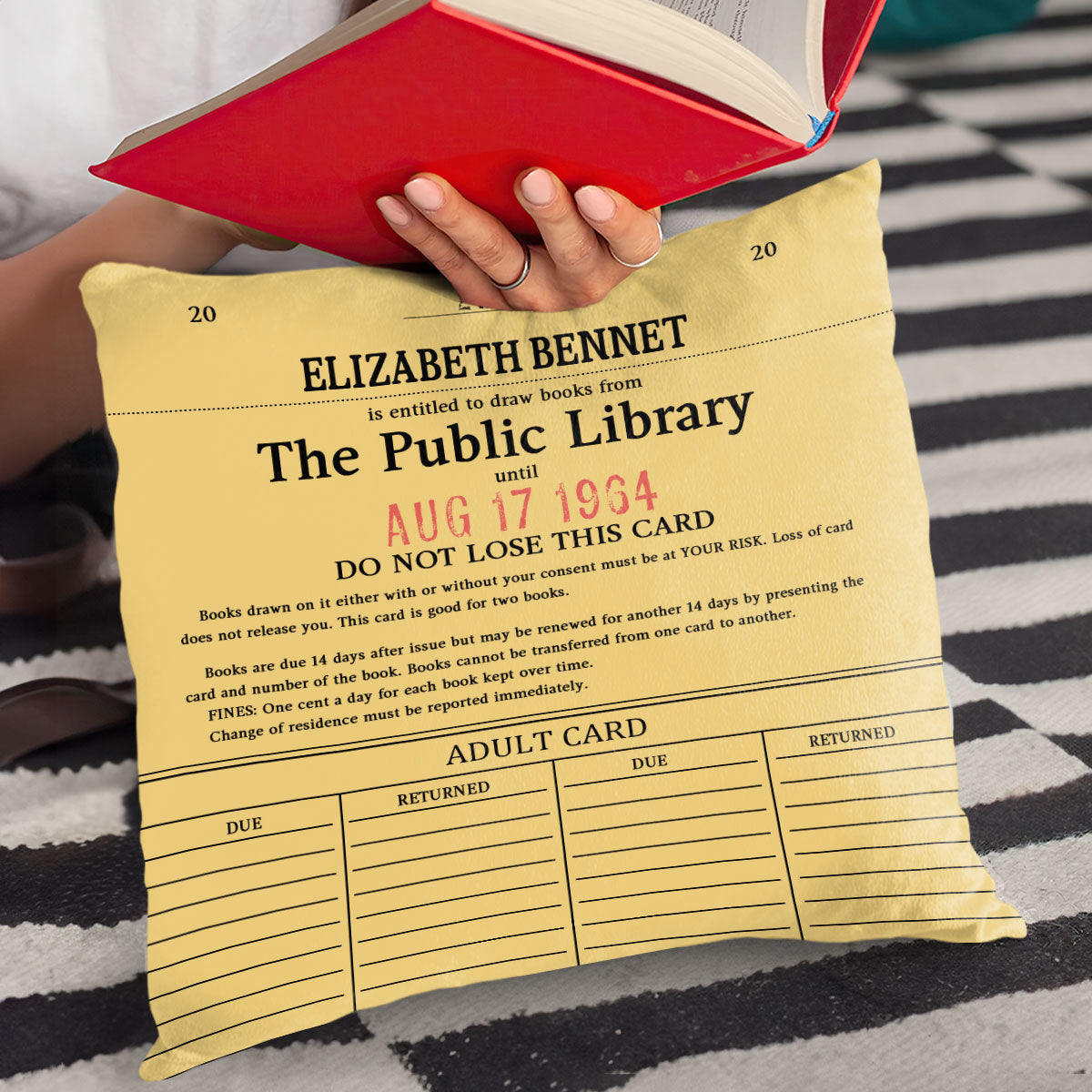 Custom Library Card - Personalized Crystal Velvet Pillow