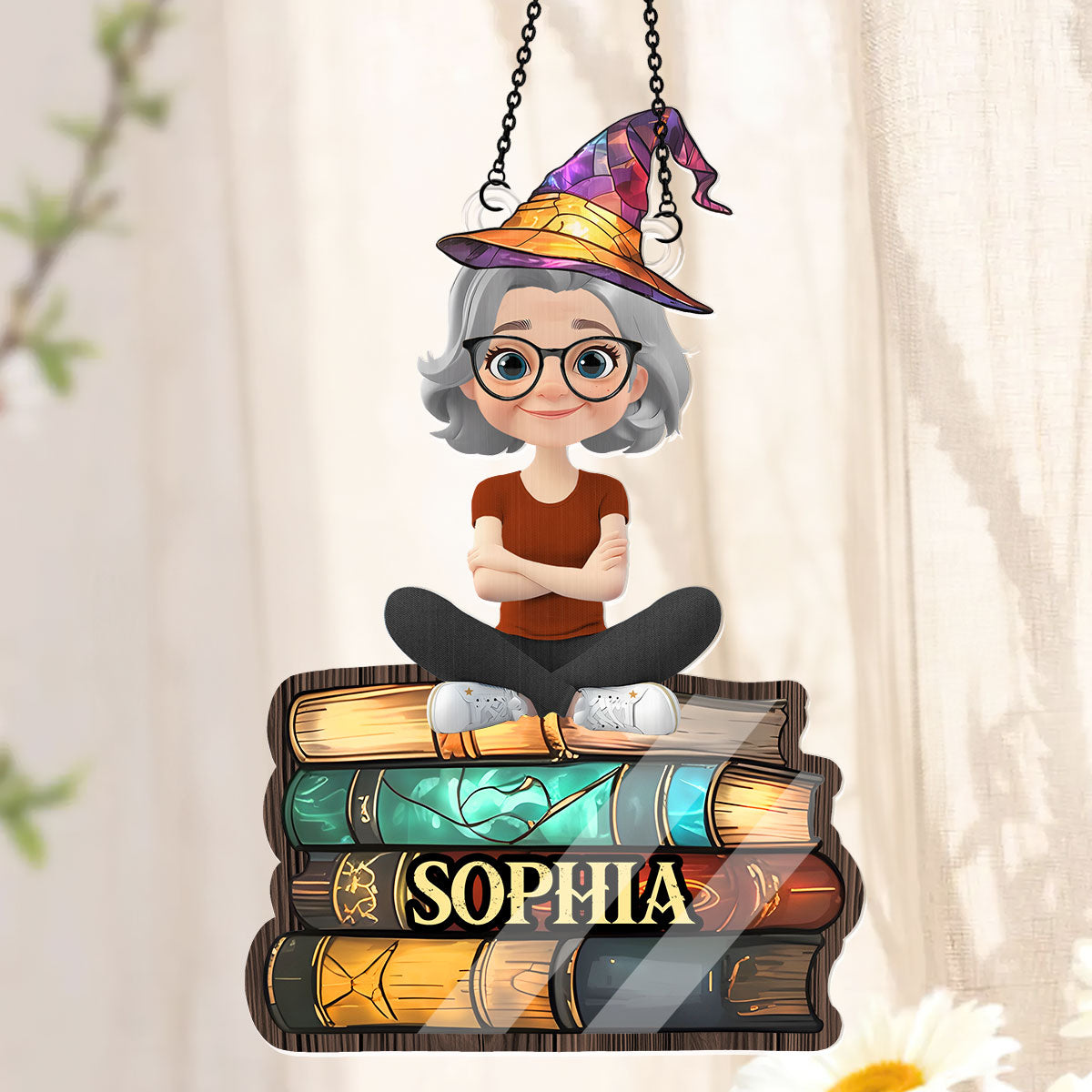 Book Lovers Turned Wizards - Personalized Window Hanging Suncatcher
