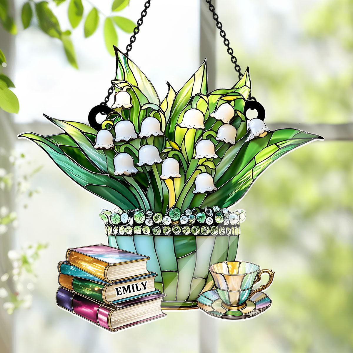 Just A Girl Who Loves Lilies and Books - Personalized Acrylic Suncatcher