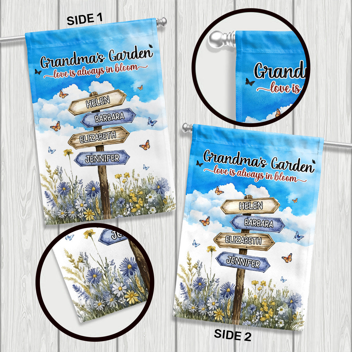 Grandma's Butterfly Garden - Personalized Garden Flag