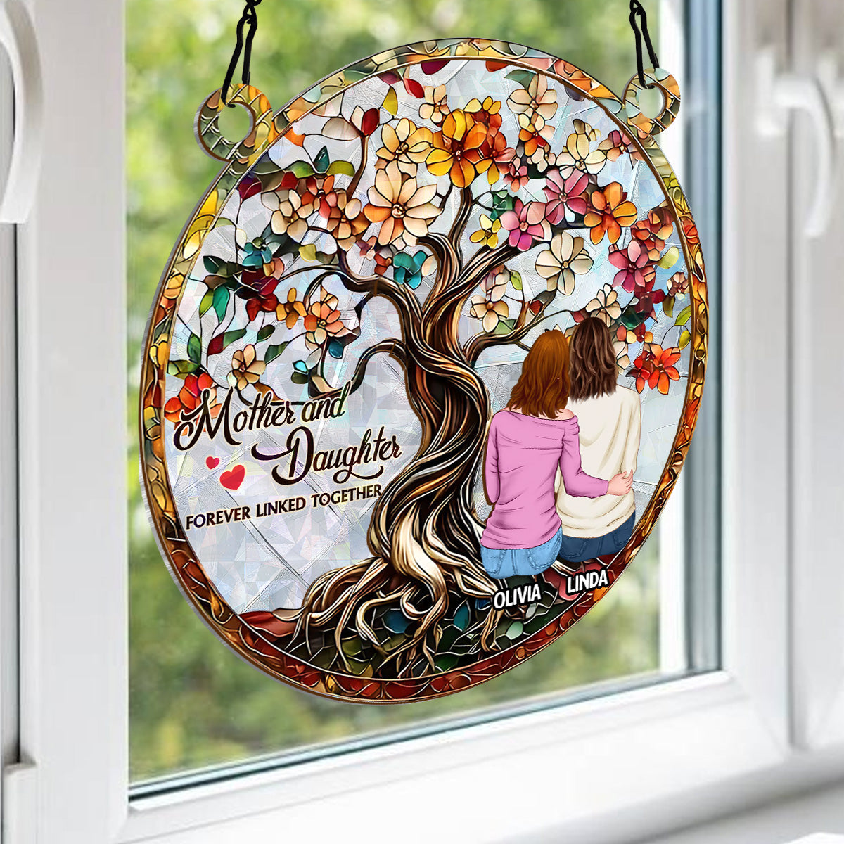 Forever Linked Together - Personalized Holographic Window Hanging Suncatcher