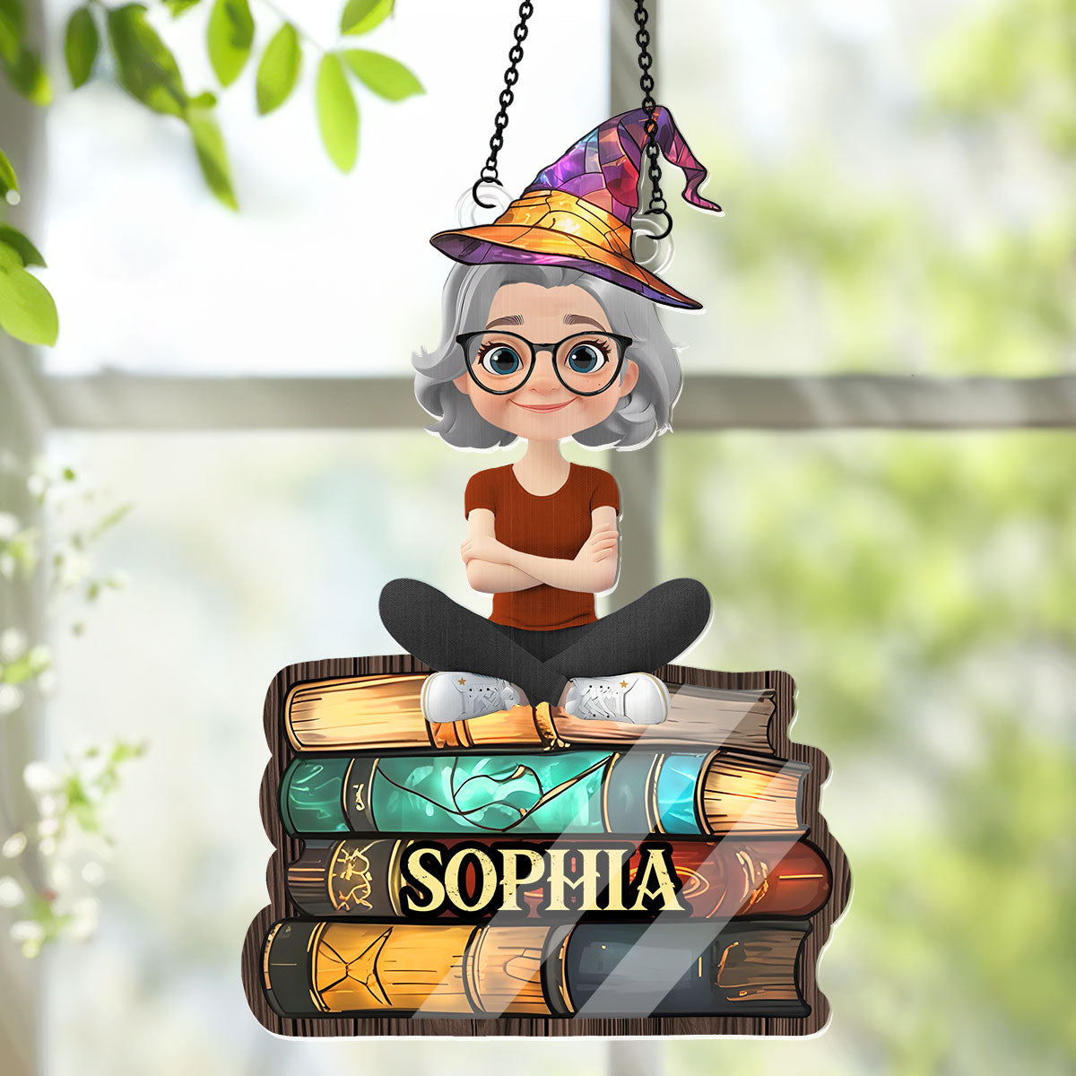 Book Lovers Turned Wizards - Personalized Window Hanging Suncatcher