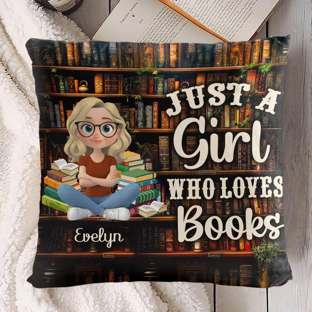 Just A Girl Who Loves Books - Personalized Crystal Velvet Pillow