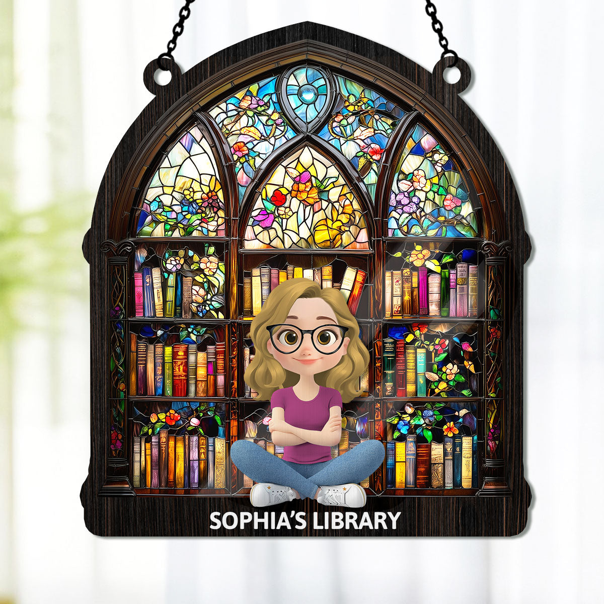 Book Lovers' Haven - Personalized Window Hanging Suncatcher