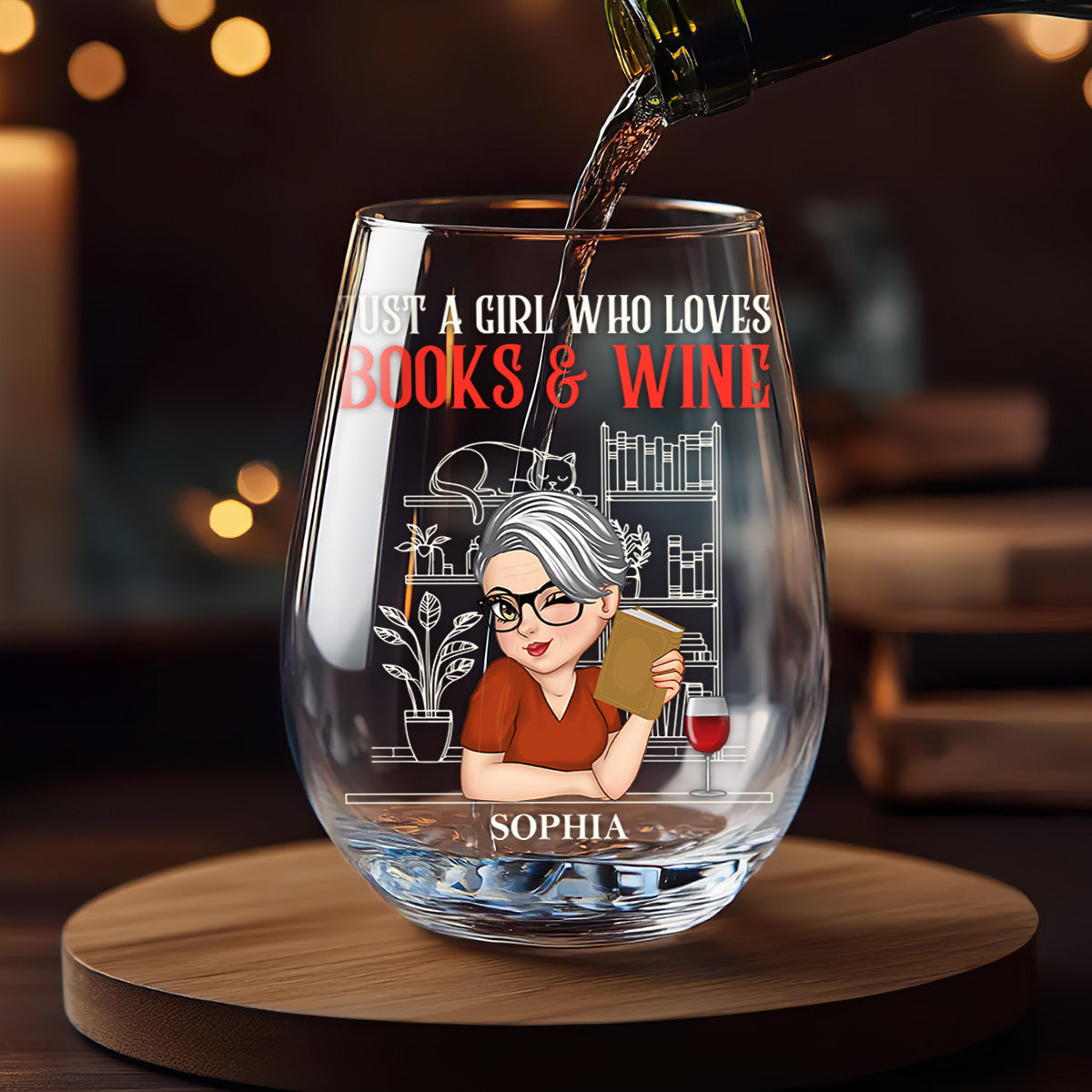 Just A Girl Who Loves Books & Wine - Personalized Stemless Wine Glass