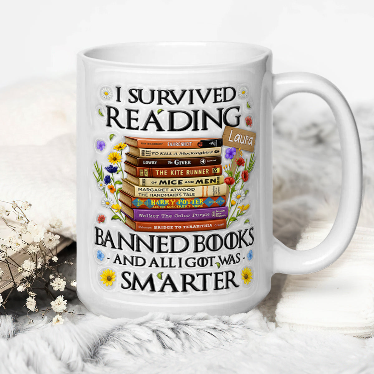 I Survived Reading Banned Books - Personalized Ceramic Coffee Mug