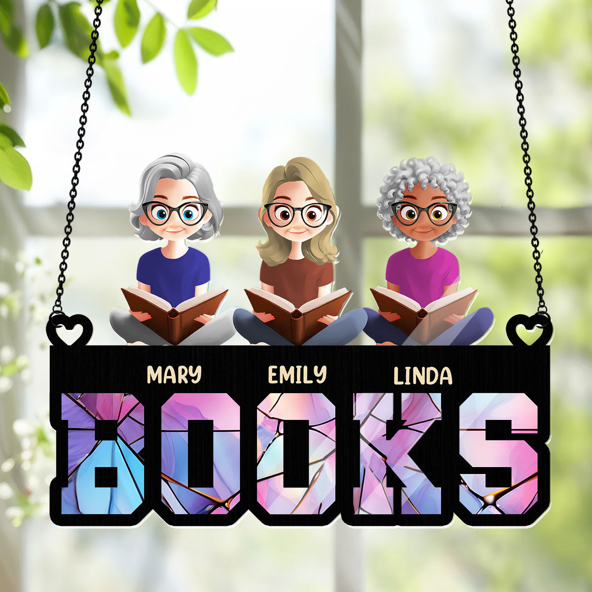 Just Girls Who Love Books - Personalized Window Hanging Suncatcher
