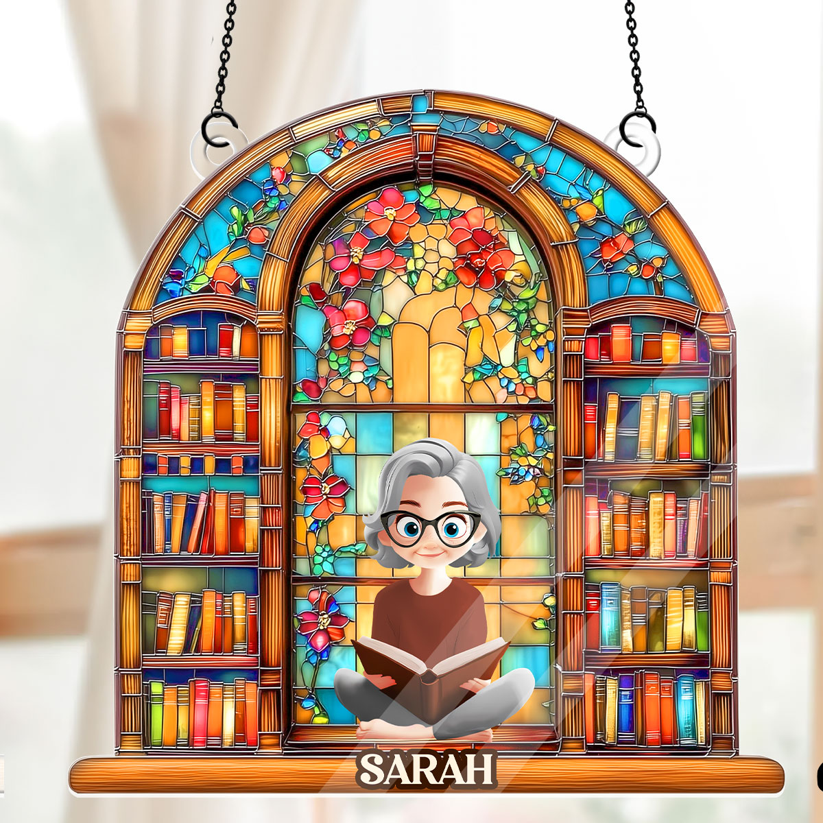 Book Lovers Dream Library - Personalized Acrylic Suncatcher