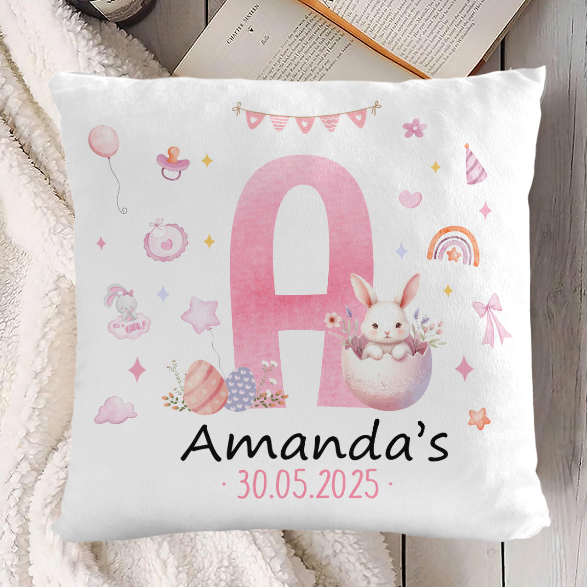 Newborn First Easter - Personalized Crystal Velvet Pillow