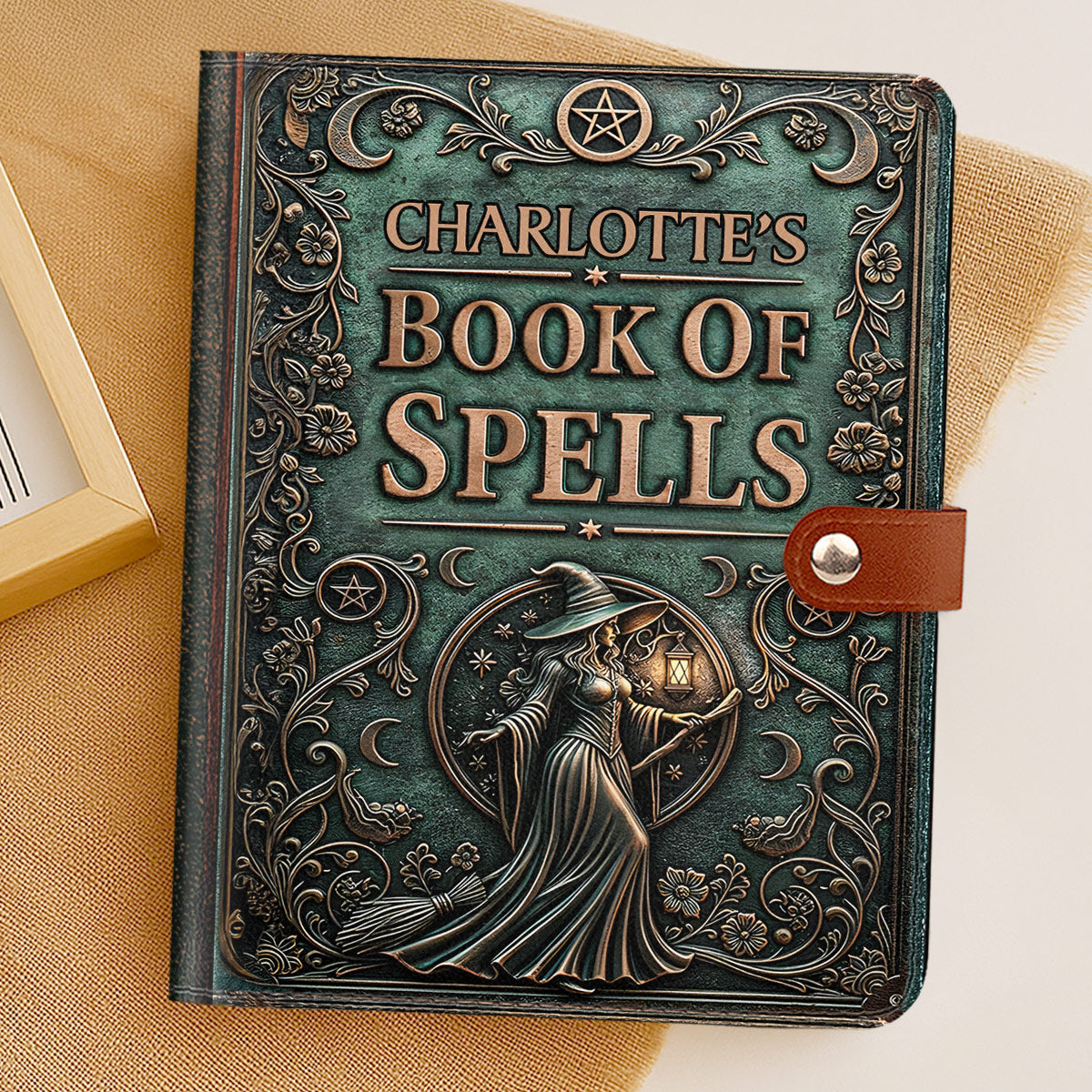 The Spellbook - Personalized Leather Notebook Cover With Pocket