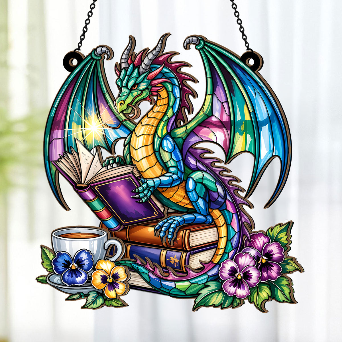The Lorekeeper Dragon - Window Hanging Suncatcher