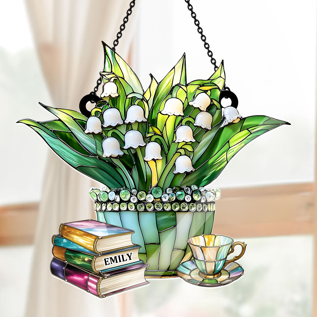 Just A Girl Who Loves Lilies and Books - Personalized Acrylic Suncatcher