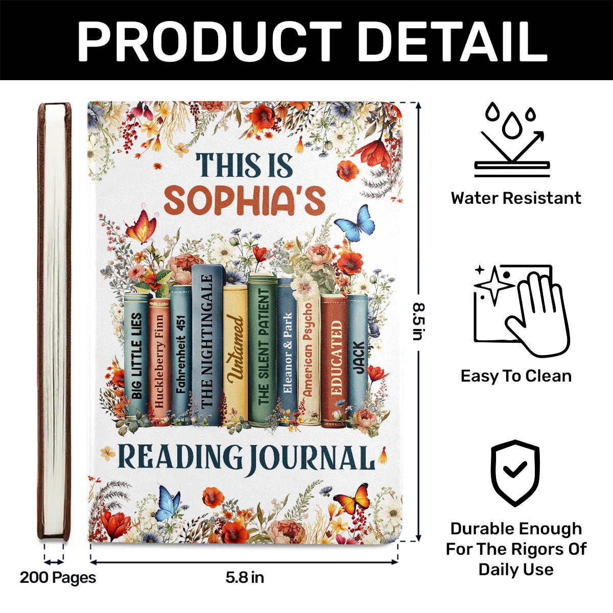 This Is My Reading Journal - Personalized Leather Cover Notebook
