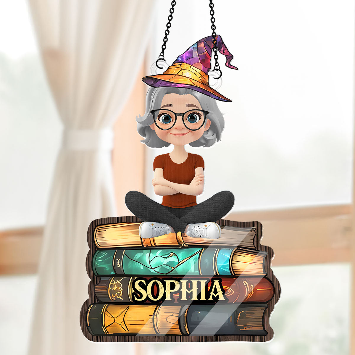 Book Lovers Turned Wizards - Personalized Window Hanging Suncatcher