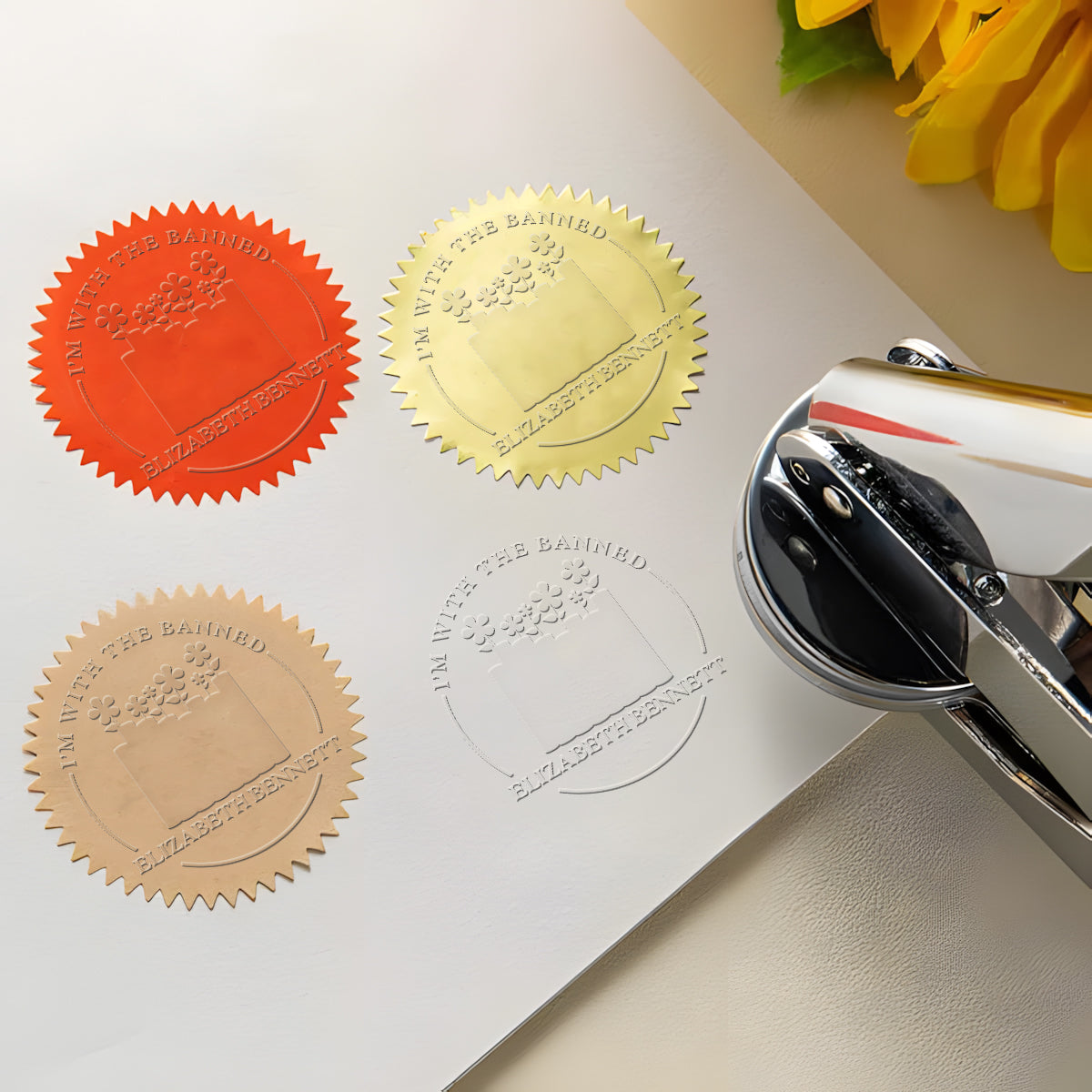 I'm With The Banned - Personalized Book Embosser Stamp