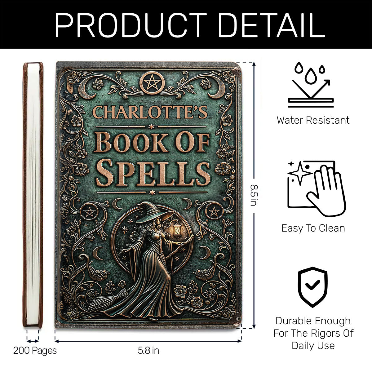 Book Of Spells - Personalized Leather Cover Notebook