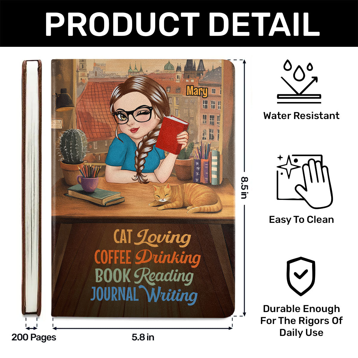 Custom Pet Drink And Writing - Personalized Leather Cover Notebook
