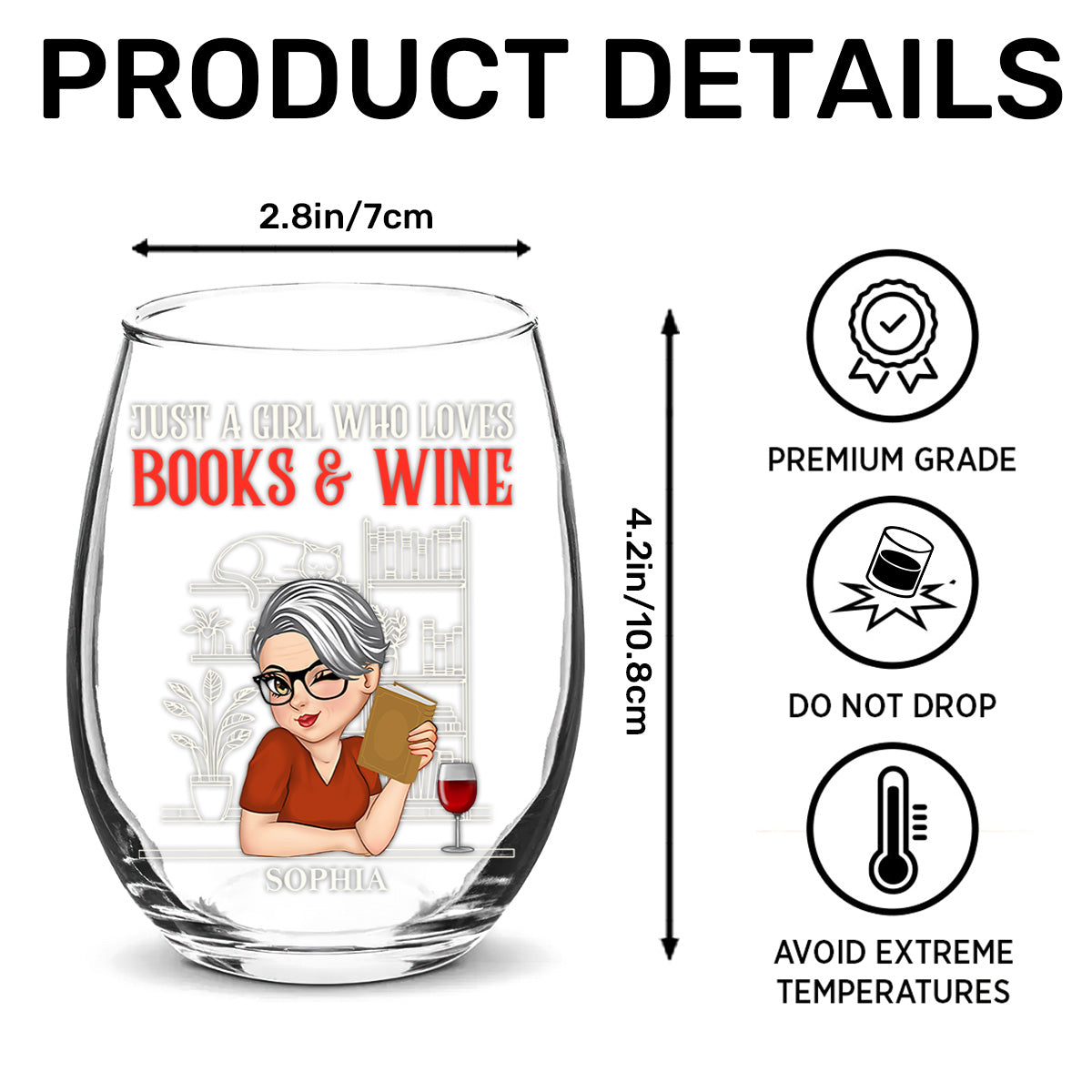 Just A Girl Who Loves Books & Wine - Personalized Stemless Wine Glass