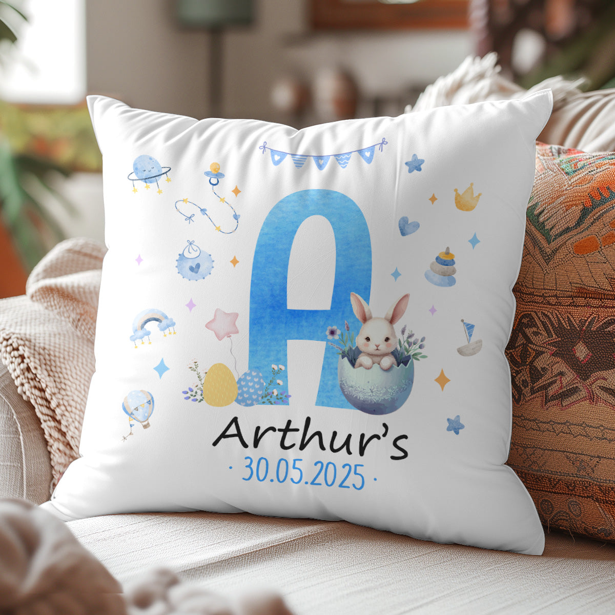 Newborn First Easter - Personalized Crystal Velvet Pillow