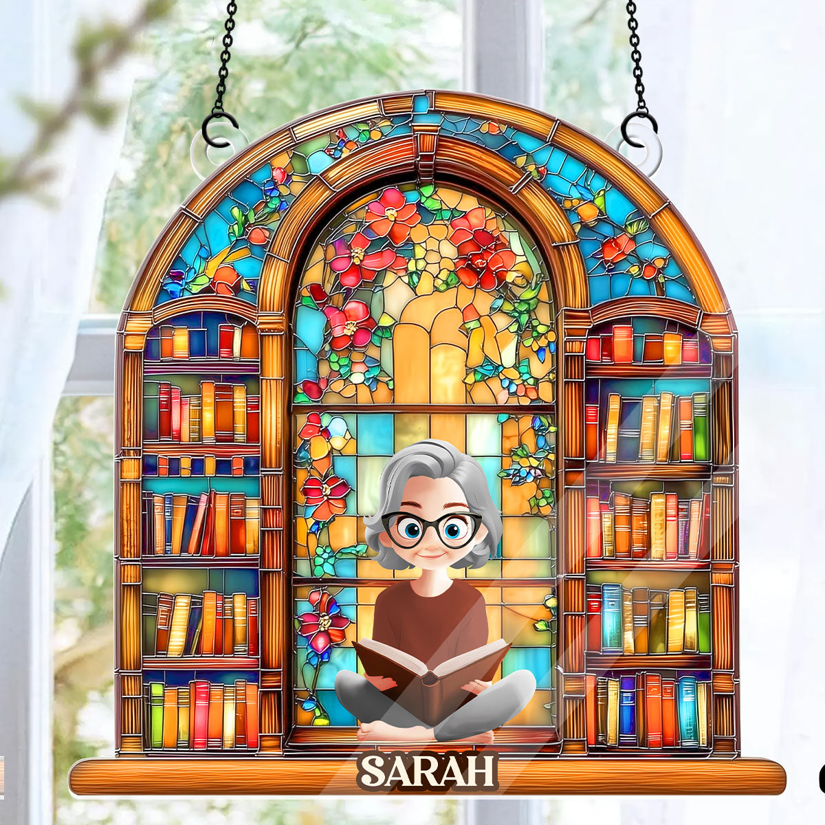 Book Lovers Dream Library - Personalized Acrylic Suncatcher