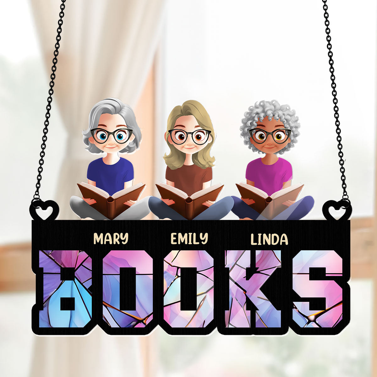 Just Girls Who Love Books - Personalized Window Hanging Suncatcher