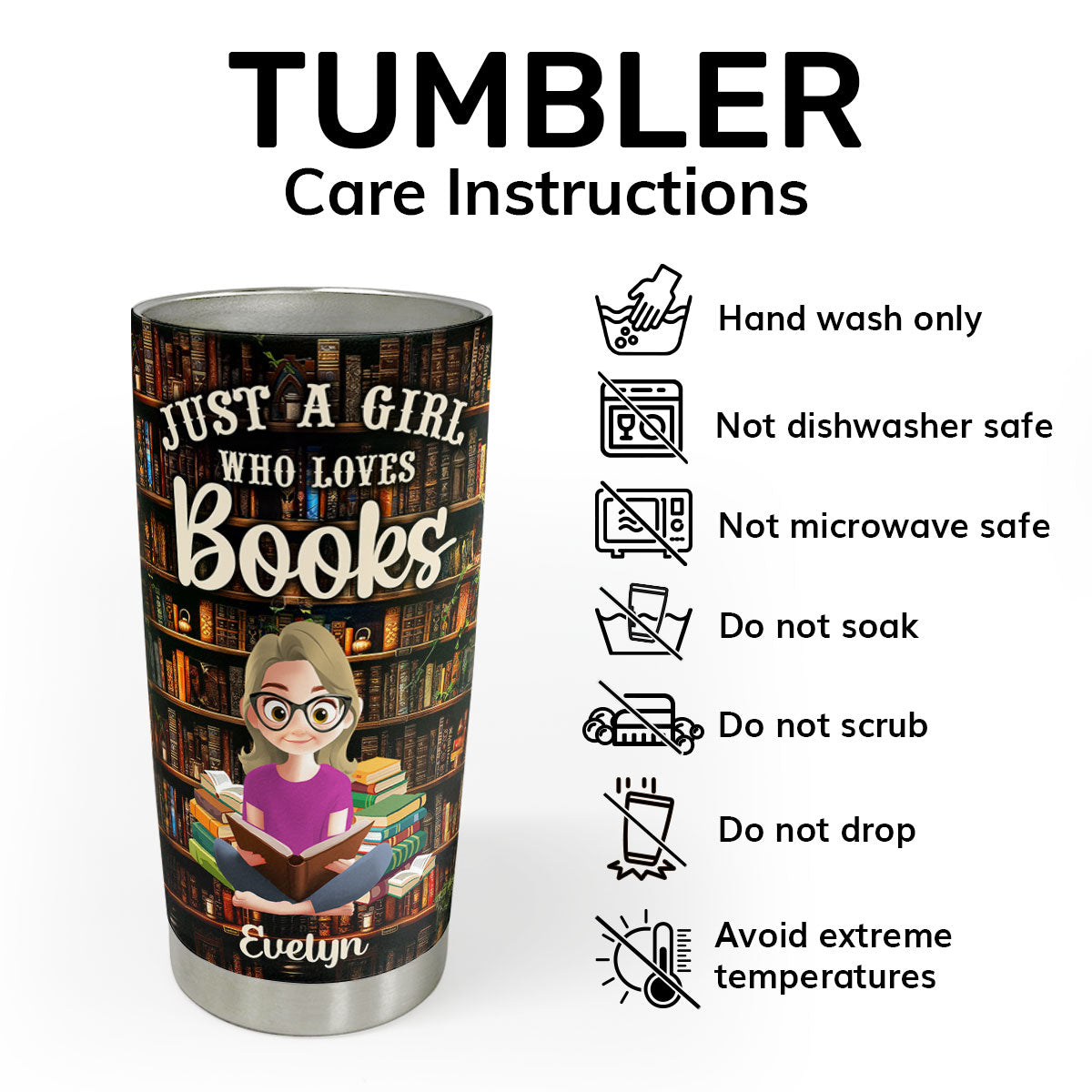 Just A Girl Who Loves Books - Personalized Stainless Steel Tumbler