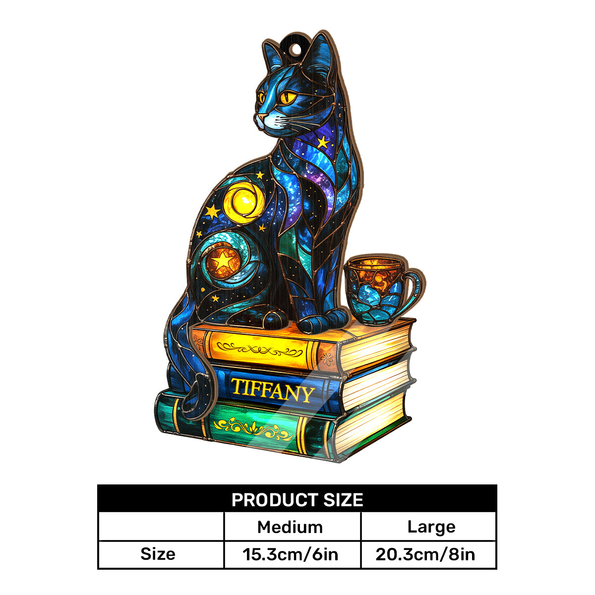 The Library Cat - Personalized Window Hanging Suncatcher
