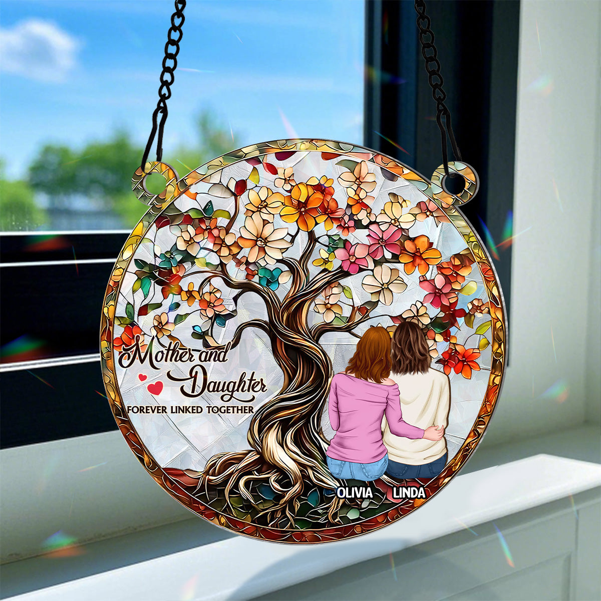 Forever Linked Together - Personalized Holographic Window Hanging Suncatcher