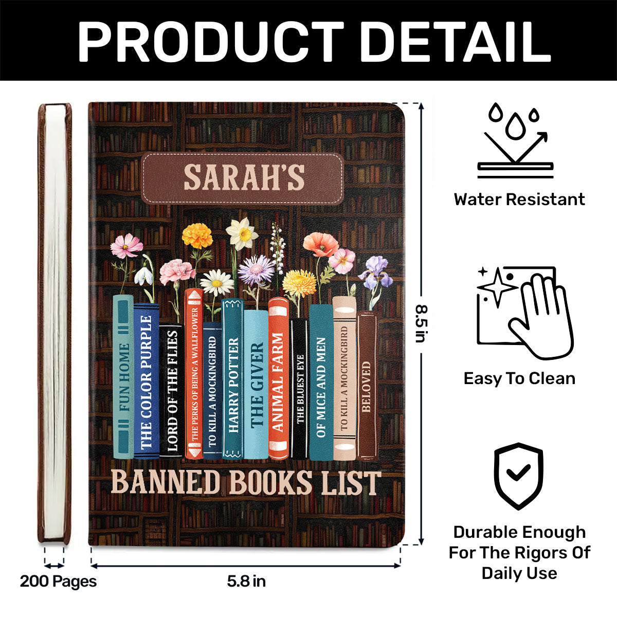 Banned Books List - Personalized Leather Cover Notebook
