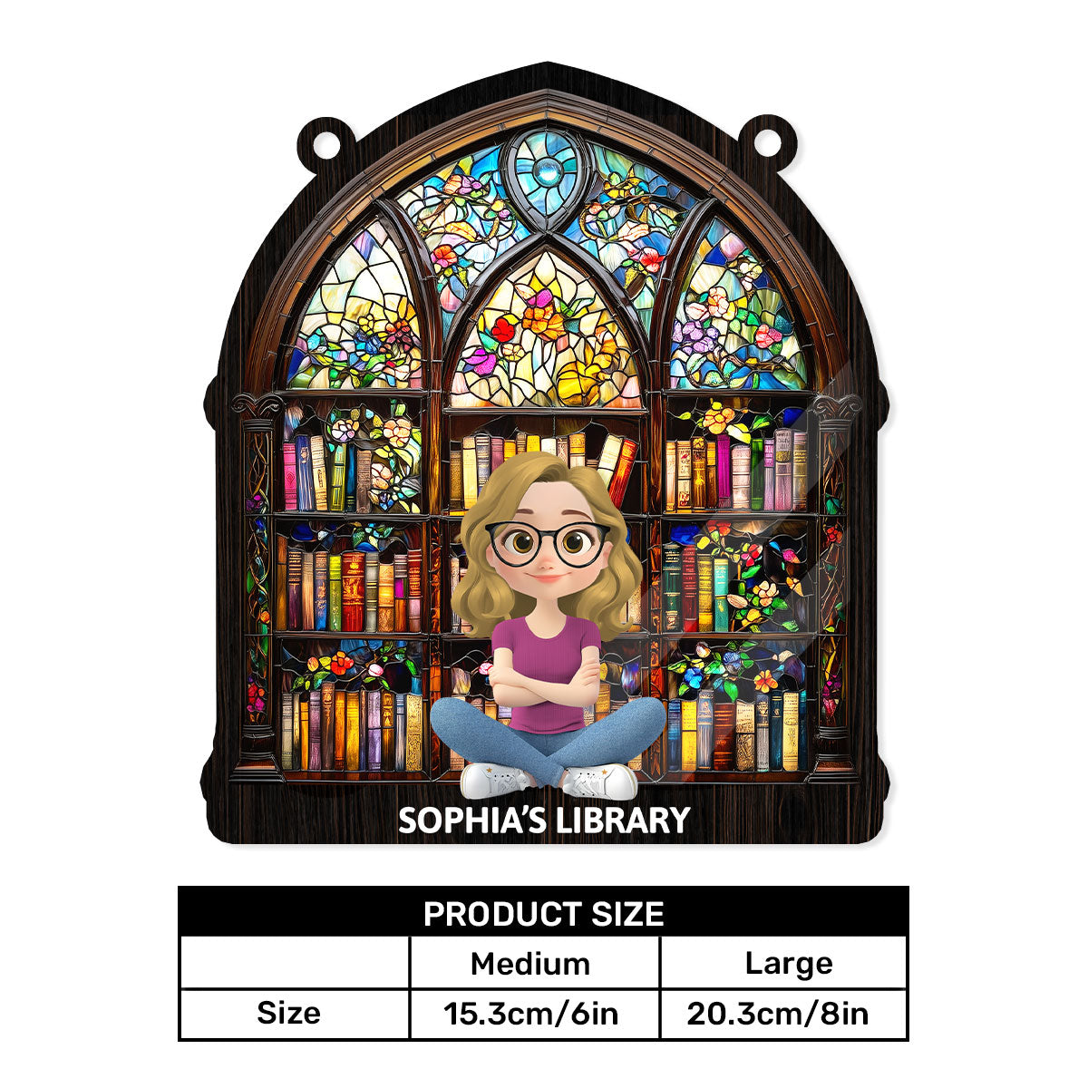 Book Lovers' Haven - Personalized Window Hanging Suncatcher