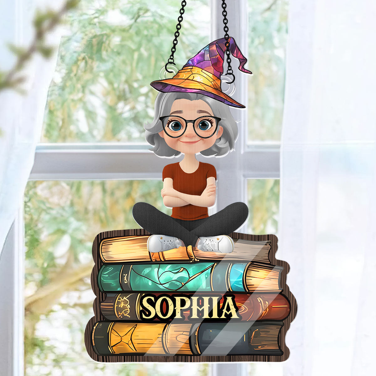Book Lovers Turned Wizards - Personalized Window Hanging Suncatcher