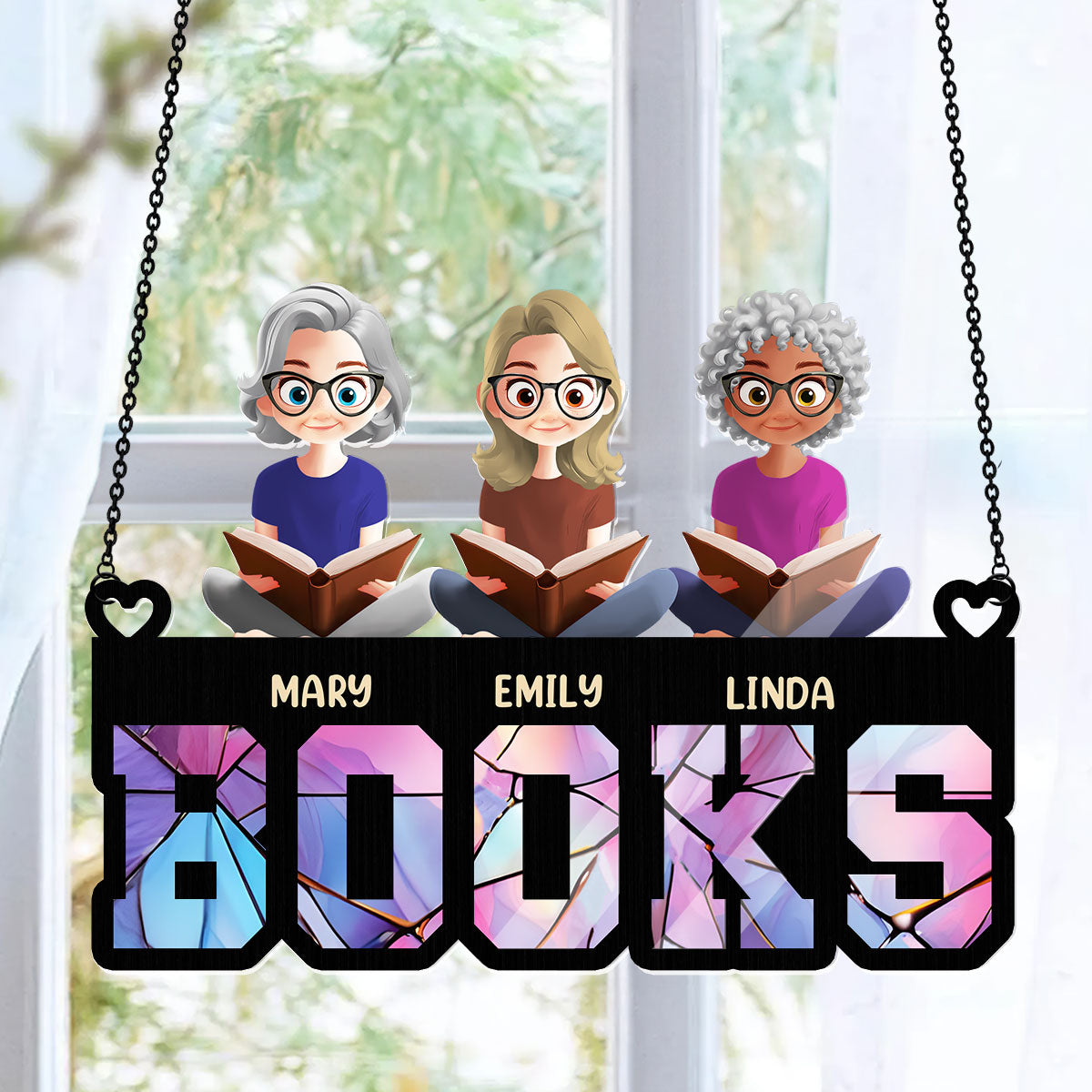 Just Girls Who Love Books - Personalized Window Hanging Suncatcher