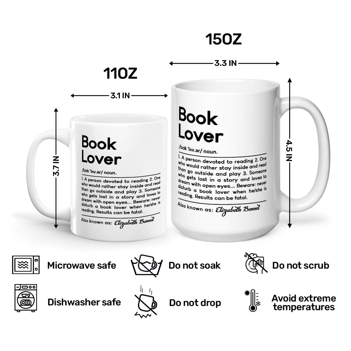 Book Lover Definition - Personalized Ceramic Coffee Mug