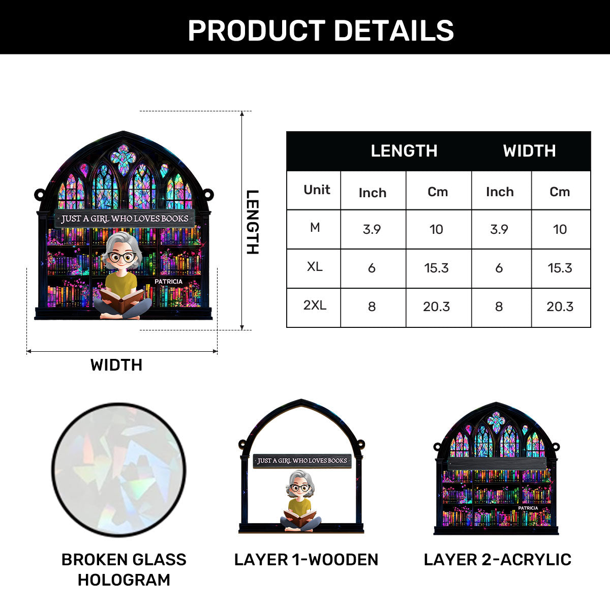 Just A Girl Who Loves Book - Personalized Holographic Window Hanging Suncatcher