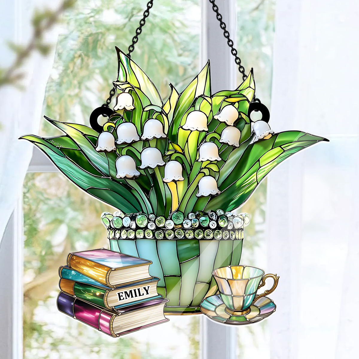 Just A Girl Who Loves Lilies and Books - Personalized Acrylic Suncatcher
