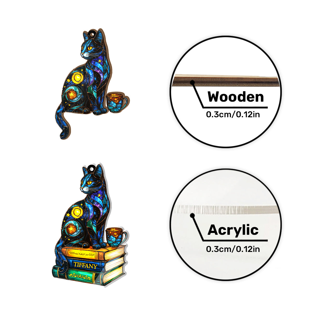 The Library Cat - Personalized Window Hanging Suncatcher